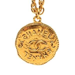 CHANEL Vintage Gold Logo Necklace